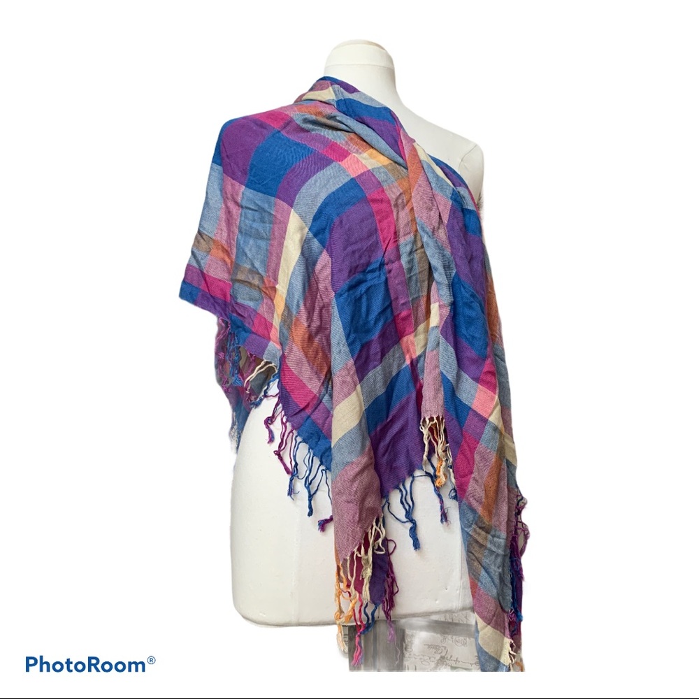 Madras Plaid Large Scarf